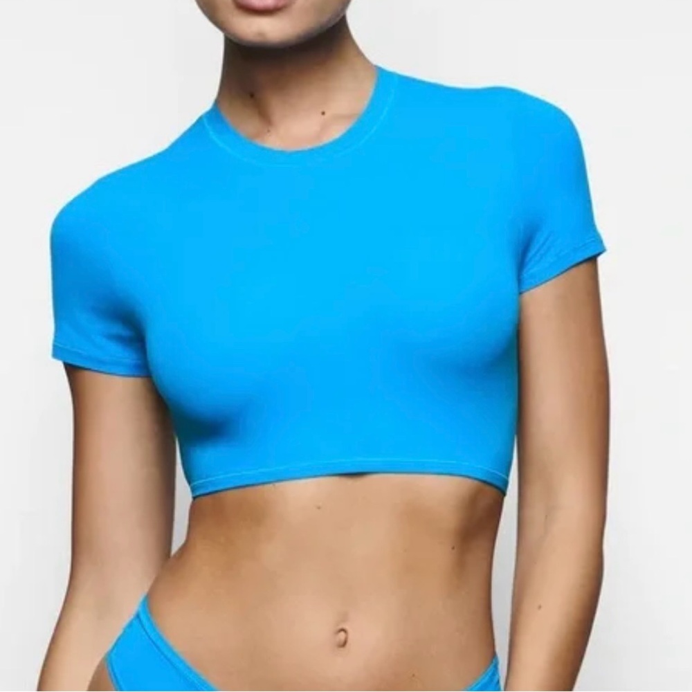 SKIMS Soft Lounge Cropped T-Shirt | S |Mykonos | NWT